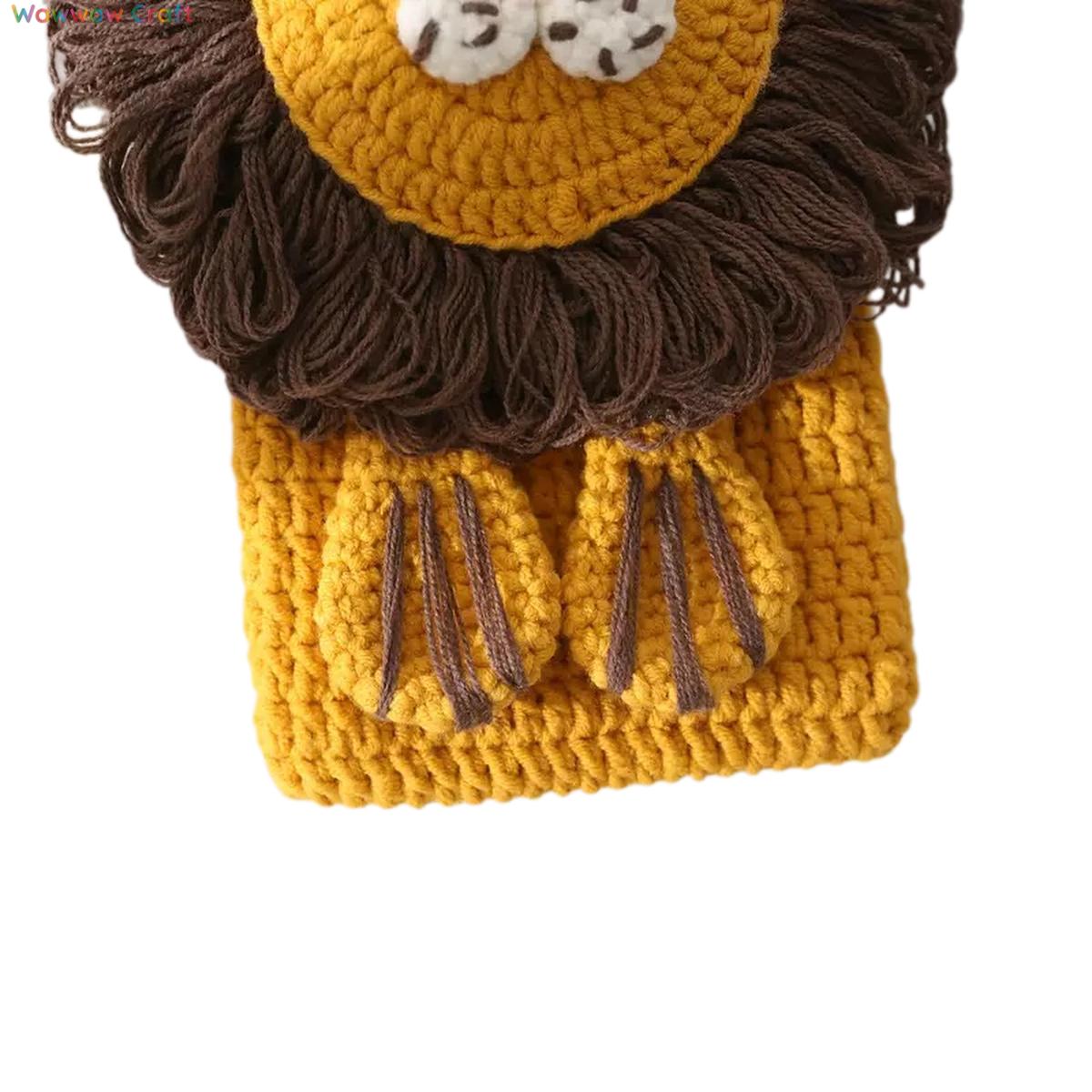 Mini Bags,Handmade Crochet Bags,Cute Lion Hand Crocheted Phone Bag - Hand Crocheted Mini Bag